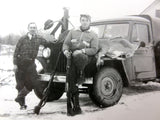 Vintage 1940's Photo of 2 Deer Hunters Sitting on Jeep in Winter, Montreal