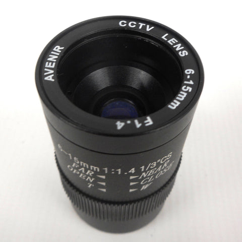 Vintage Avenir Camera CCTV Lens Zoom 6-15 mm, F1.4, 1/3" CS Mount, NOS New Old Stock, Never Used, Japan, Surveillance Camera