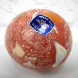 Vintage Rock Egg 2 3/8" Polished Fire Opal Rhyolite, Mexican Matrix Rock, Pink and White, Wood Base, Paperweight