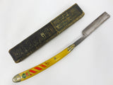 Antique Barber Straight Razor 9 1/2" Bellefontaine Barber's Gem from Montreal, Germany, Hand Painted Barber's Pole, Original Box