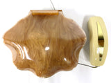 Vintage Clam Shell Oyster Rotary Phone Hand Set 12X10" Translucent, Lucite, Signed and Functional, Kitsch Retro Living Room Phone