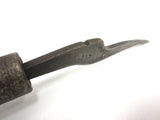 Rare Antique Machinist & Gunsmith Tool 10" Long marked 2944, Curved and Narrow Carving Head, Notch on Top, Large Wooden Handle