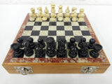 Handmade Luxury Chess Game Box 8X8", Wooden Box, Marble Top and Complete Chess Pieces, Portable, Latches