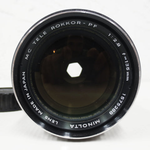 Vintage 1970's Minolta MC Tele Rokkor PF 135mm 2.8 Lens Zoom, MC Mount, With Minolta Cover, Serial 1575288