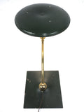Vintage Mid Century Architect Drafting Lamp Signed Wheeler Sight Light, Dark Army Green, Star Trek Flying Saucer UFO Shape, Swivels 360