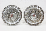 Pair of Antique Victorian 12 Point Crystal Glass Door Knobs, Screws & Rod #7
