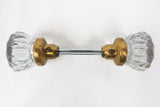 Pair of Antique Victorian 12 Point Crystal Glass Door Knobs, Screws & Rod #7