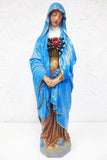 Antique Virgin Mary Lady of Sorrows Sculpture 23", 7 Seven Swords Pierced Heart