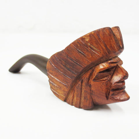 Vintage Native Indian Chief Estate Tobacco Pipe Pocket 4 1/4" Figural Briar