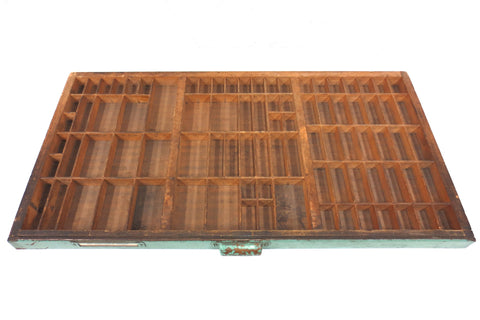 Vintage Hamilton Print Letterpress Typeface Wood Drawer Tray 32X16", 88 Sections