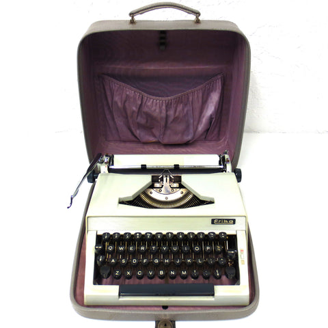 Vintage 1963 Erika Typewriter Model 15 Made in Germany, Leatherette Case, Working